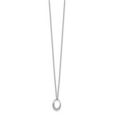 White Ice Sterling Silver Diamond Oval Necklace with Rhodium Finish